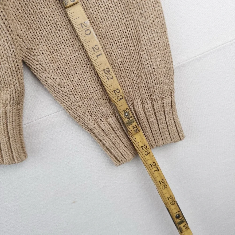 90's Vintage Polo Ralph Lauren Knit Sweater Mens 2XL Camel Brown Cotton Crewneck